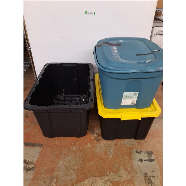 (3) Assorted Size Totes-2 have lids - PICK UP ONLY