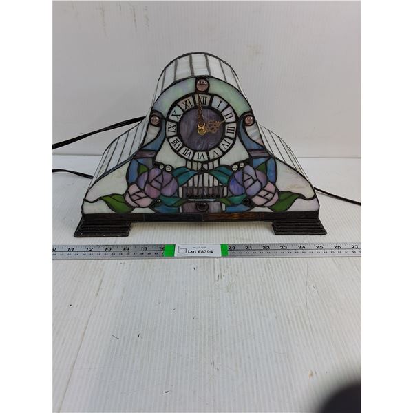 Tiffany Style Stained Glass Clock Lamp