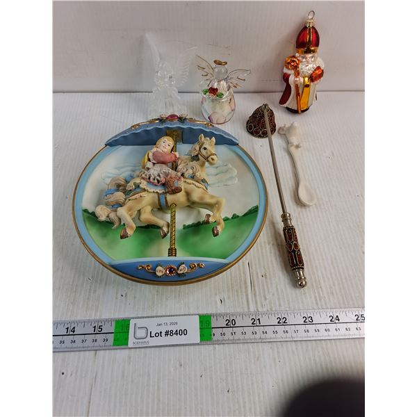 Bradford Exchange Carousel Daydreams "Swept Away",Ornate Candle Snuffer and Various Ornaments