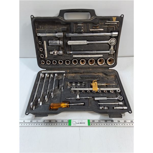 Socket and Wrench Set in Plastic Case-missing some pieces-as is