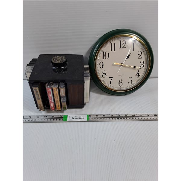 Wall Clock(working) and Cassettes with Holder