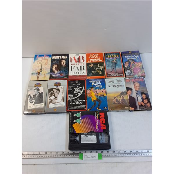 (13) VHS: Dantes Peak, Out of Africa, Mrs Doubtfire, Misc