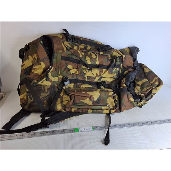 Camo Backpack- 34" x 19", Zippers Work - PICK UP