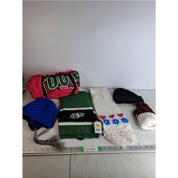 Roughrider Scarf, Nike Beanie, Mittens