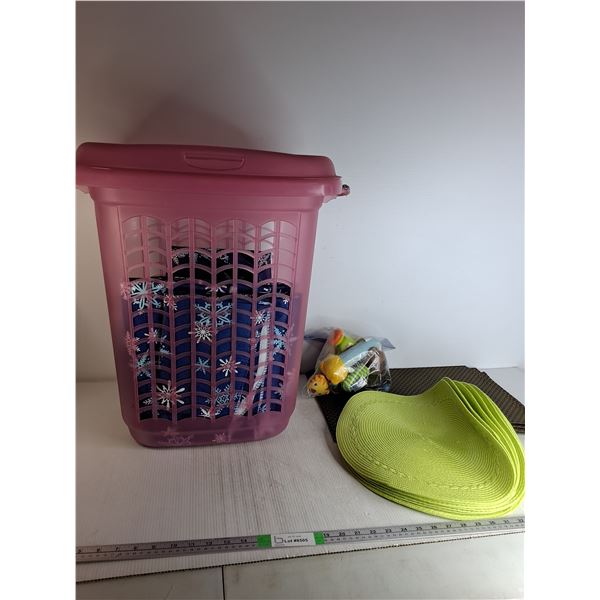 Laundry Hamper, 22" x 14" x 10", Holiday Table Cloth, Place Mats- Cannot Ship