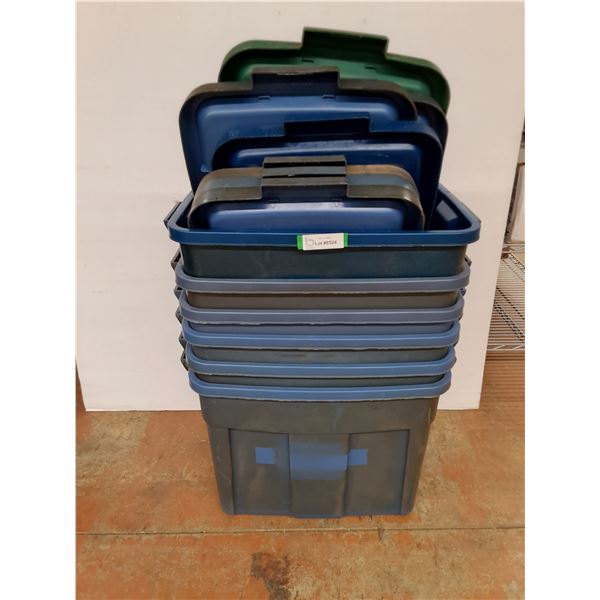 *(6) Rubbermaid Totes with Lids,  approx 24x16x16, Cannot Ship