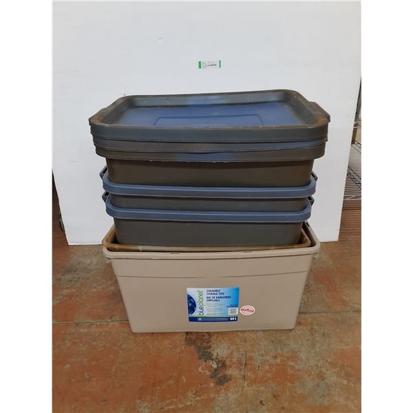*(6) Assorted Size Totes-3 are Rubbermaid with Lids, Cannot Ship