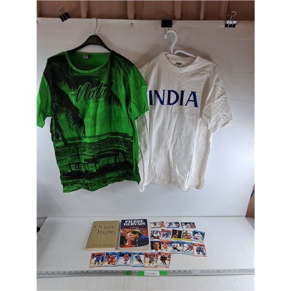 Score 91 Trading Hockey Cards, (2) Books - Roger E Salhany, Pierre Gervais, (2) T Shirts - Size L, M