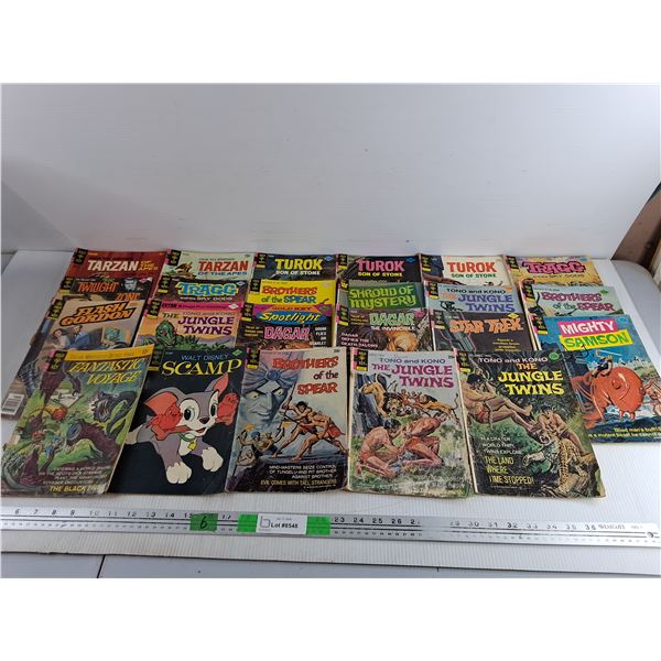 (23) Vintage Gold Key & Whitman Comics - The Jungle Twins, Scamp, Tarzan
