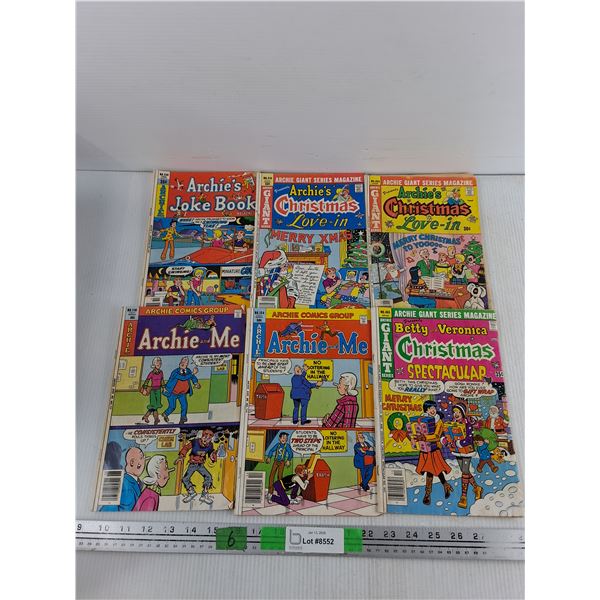 (6) Vintage Archie Comics - Christmas Love In, Joke Book, Betty & Veronica - CANNOT AUTHENTICATE