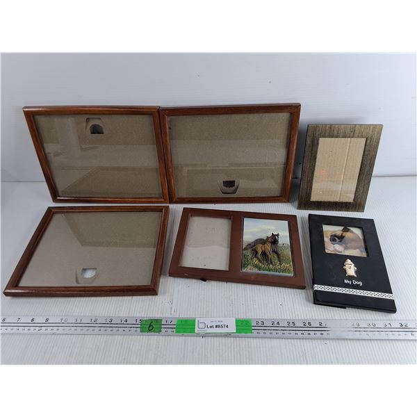 (6) Assorted Picture Frames - 9 3/4" x 7 3/4", 5 1/2" x 3 1/2", 3" x 3"