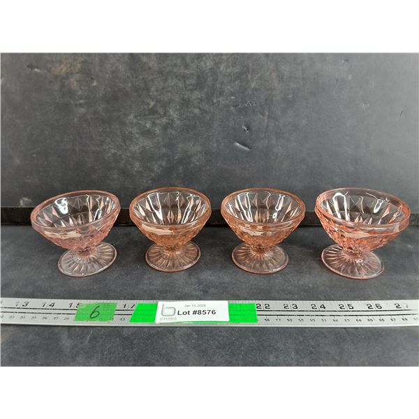 (4) Windsor Pink Depression Footed Sherbet