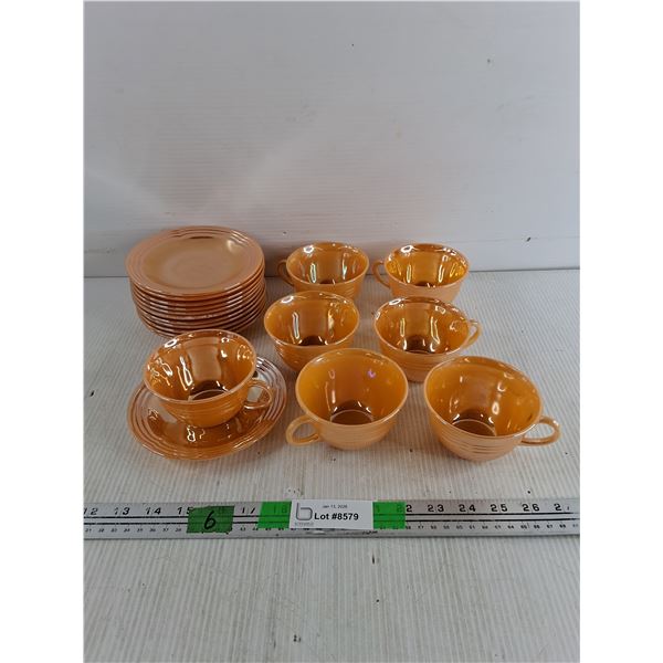Fire King Peach Lustre Laurel Tea Cups & Saucers - PICK UP ONLY