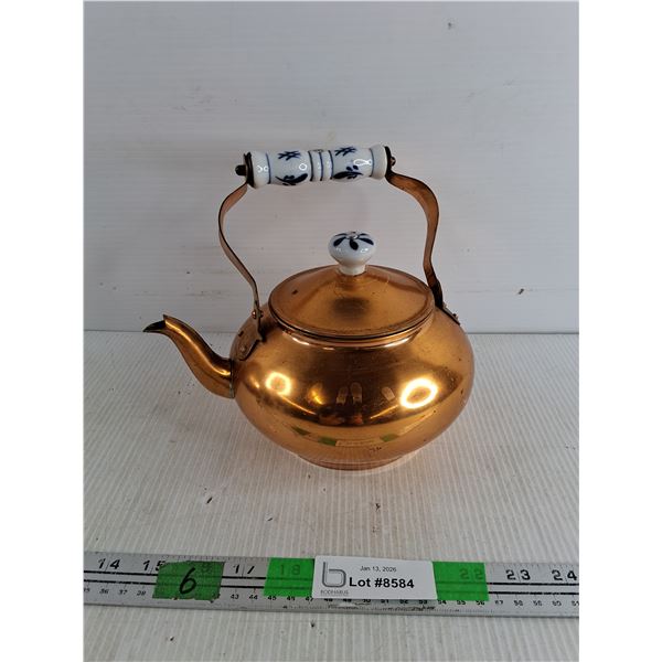 Vintage Copper Plated Tea Pot - Made in Taiwan