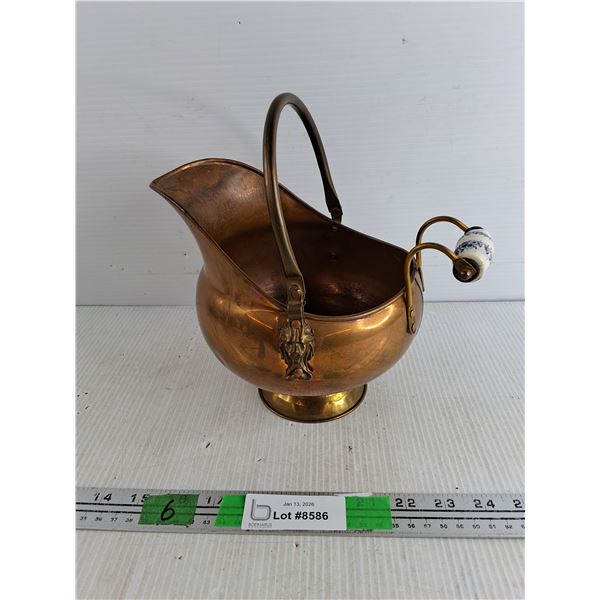 Vintage Copper Coal Scuttle/ Ash Bucket - Made in Holland