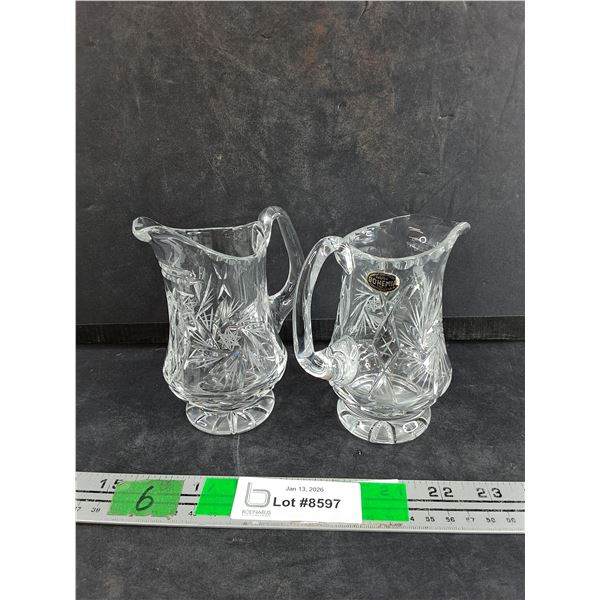 (2) Bohemian Crystal Creamers