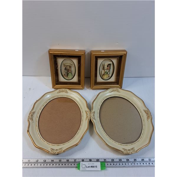 Picture Frames Lot: (2) Ornate - 12" x 9" & (2) 3D Pictures in Frame - 5" x 7"