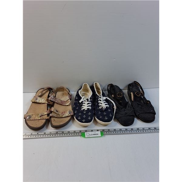(3) Womens Shoes: Size 9