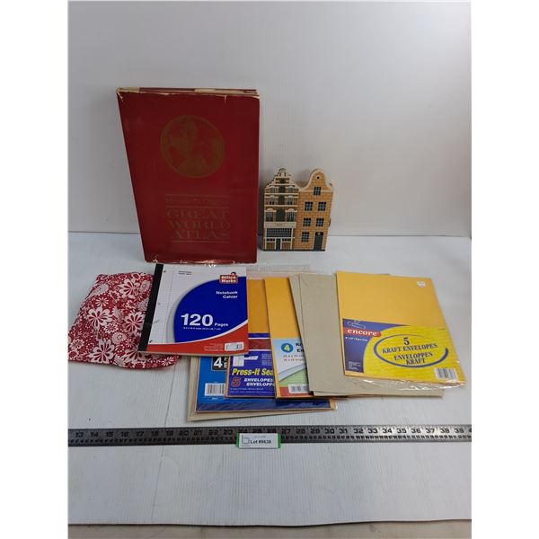 Vintage World Atlas, Key Holder, Large Envelopes, Notebook, Pot Holder