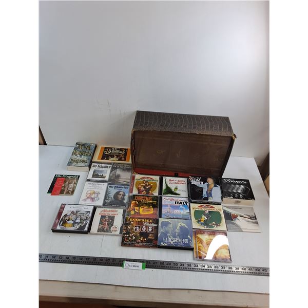 Assorted Musical Cassettes & CD's, 8-Track Storage Box