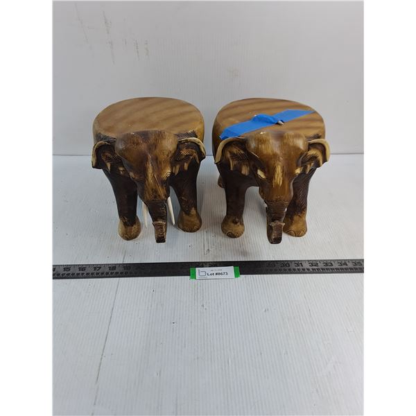 Pair of Ceramic Elephant Plant Stands - 1 Needs Tusk Repairs