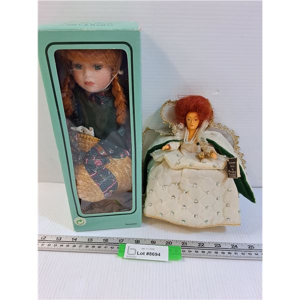 (2) Dolls: Queen Elizabeth 1 & Anne of Green Gables Style