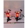 Image 1 : (2) Honeysuckle & Butterfly Style Lamps - Work - 9" Tall - PICK UP