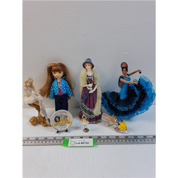 Figurine Lot: Chiclana Doll, Victorian, Ballerina, Queen Elizabeth II, Misc