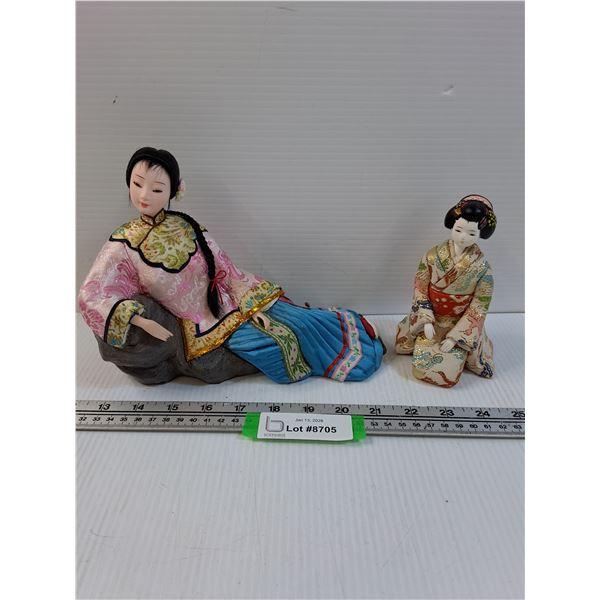 (2) Asian Themed Figurines - 7" & 6" Tall