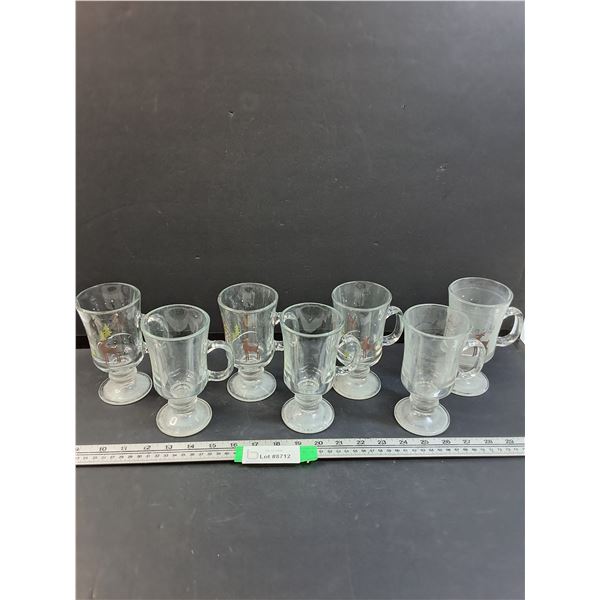 (7) Coffee Glasses Set - Reindeer & Clear