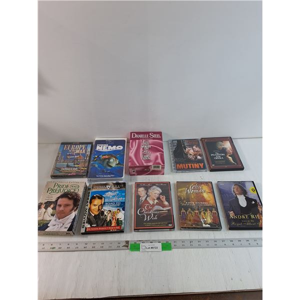 Lot of Various Dvds / VHS Tapes, Finding Nemo, The Christmas Wish, Pride and Prejudice, Misc