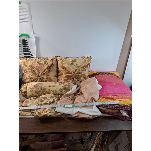 (3) Matching Pillows w/ Extra Pillow Cases, Bed Skirt - Approx 74" x 38" , Bed Pillow w/ Pillowcase