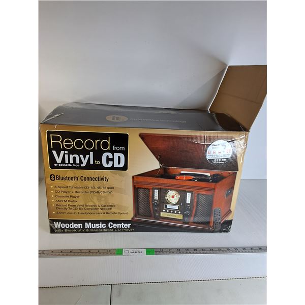 Wooden Music Center- Vinyl, CD, Cassette & Bluetooth, As Is, Cannot Ship