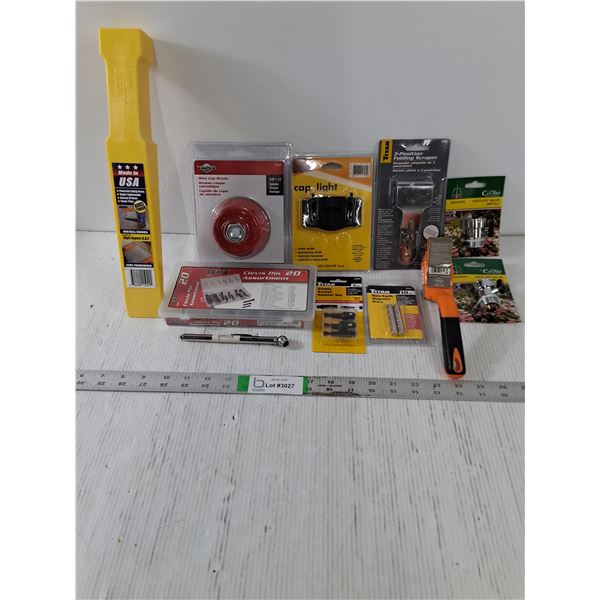 NOS Clevis Pin Ass't,Wire Cup Brush,Jumbo Wedge,Cap Light and more in pictures