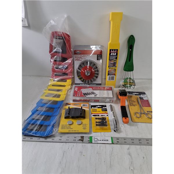 NOS Items-(12) Ice Scrapers,Clevis Pin Ass't,Knotted Wire Wheel Brush and more in pictures