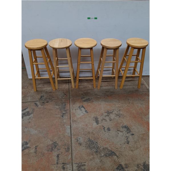 *(5) 29" Wooden Bar Stools, Some Scratches As Pictured Cannot Ship