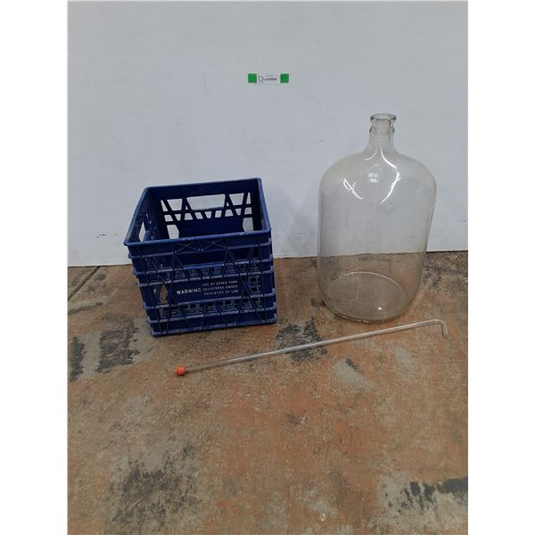*Milk Crate, Glass Carboy- Unknown Size, Wine Making Siphon Tube - PICK UP ONLY