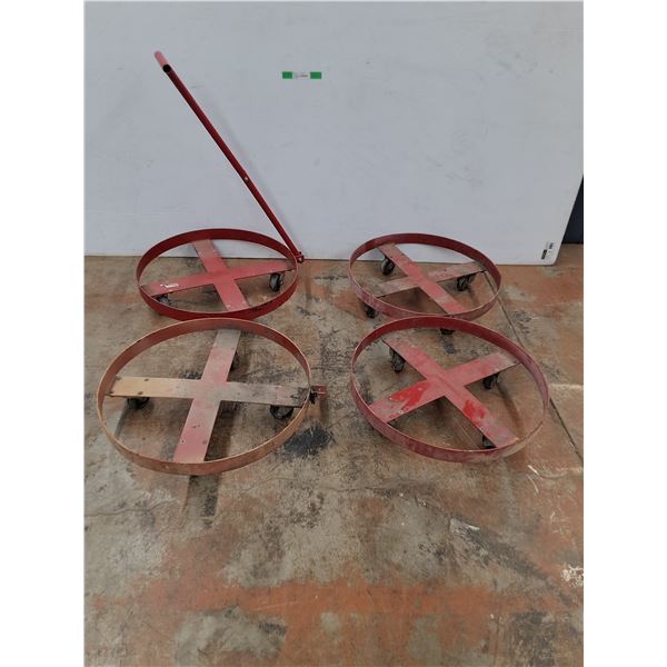 *(4) Round Barrel Dollies,All Have 24.25" Diameter, Cannot Ship, All As Is