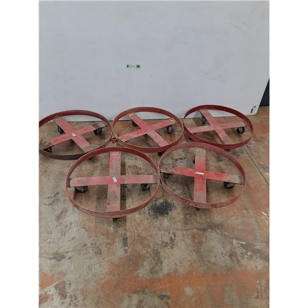 *(5) Round Barrel Dollies,All Have 24.25" Diameter, Cannot Ship, All As Is