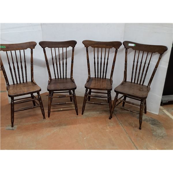 * (4) Antique Wooden Chairs - CANNOT SHIP