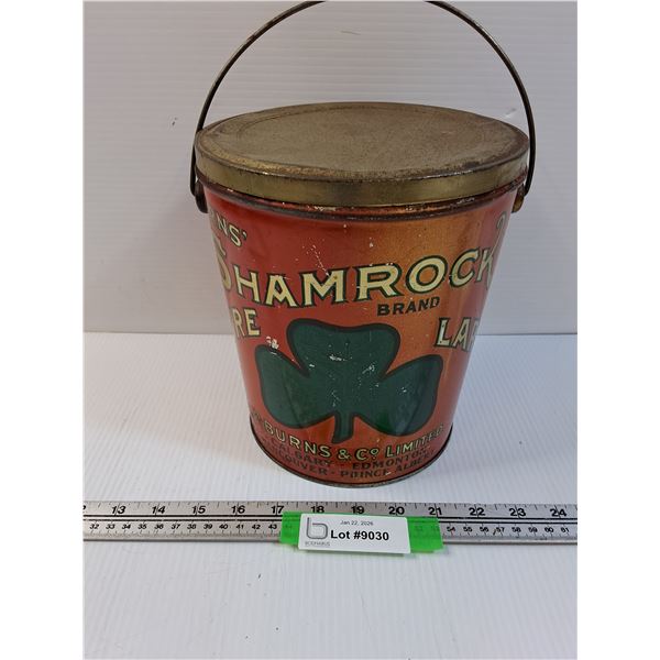 Burns Shamrock Brand Lard Tin - 8.5" Tall
