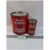 Image 1 : (2) Blue Ribbon Baking Powder Tins - 7"  & 5" Tall
