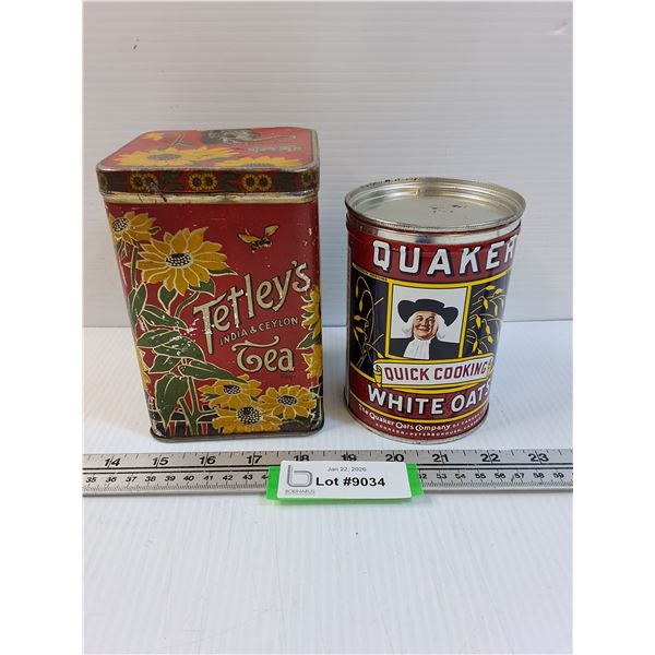 (2) Collector Tins: Tetley's Tea & Quaker Oats