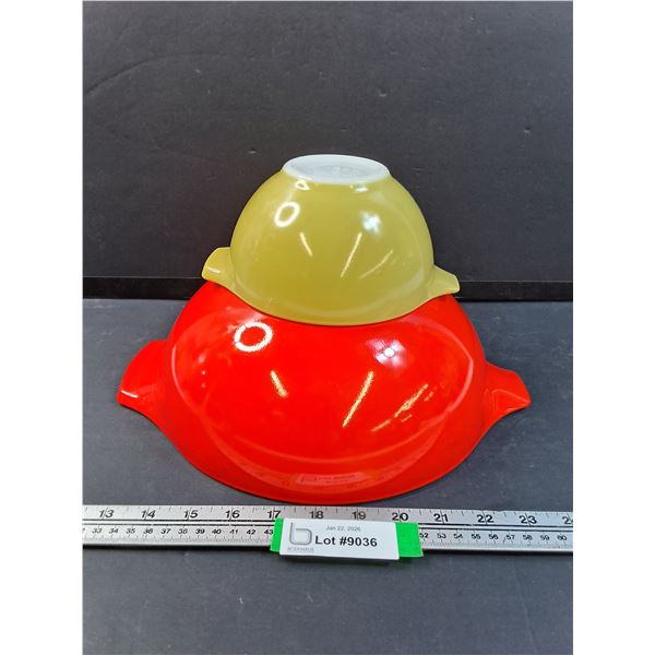 (2) PYREX Color Block Cinderella Mixing Bowls - 4Qt & 1.5QT