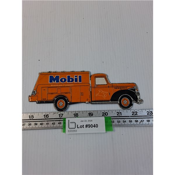 Mobil Enamel Metal Sign - 8" x 3"