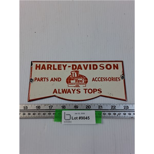 Harley Davidson Enamel Metal Sign - 8" x 4"