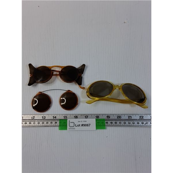 (2) Vintage Sunglasses & (1) Clip-on Attachment