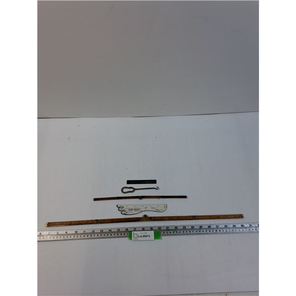 (2) Folding Rulers, Dinsmore Fraser Agencies Ruler, Shoe Lace Hook