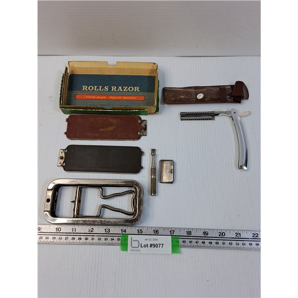 Vintage Beard Trimmer Straight Blade & Rolls Razor Set