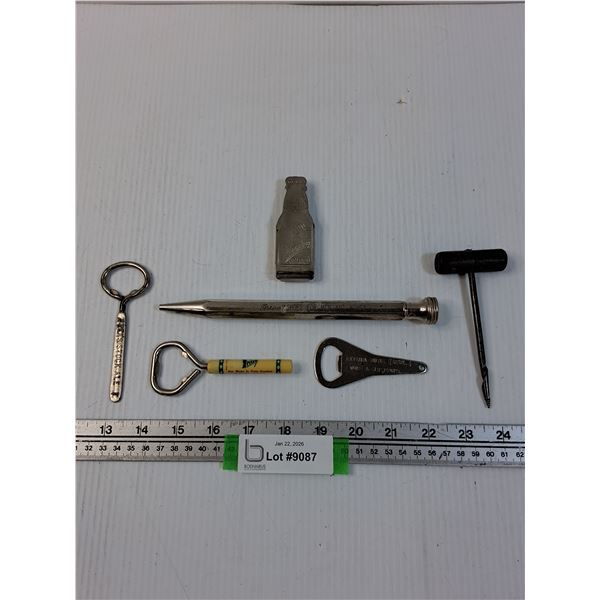 Vintage Bottle Openers, Metal Large Pencil